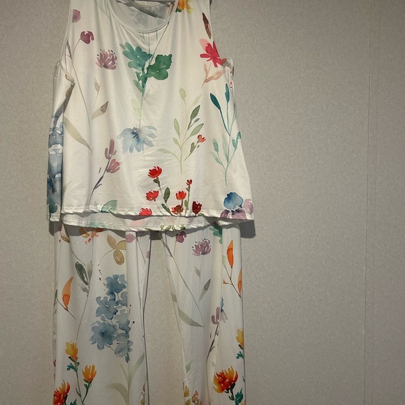 The Unbranded Brand Pants - Womens Plus Size, Spring Two Piece Set, Tank Top And Pants, Floral, 5XL